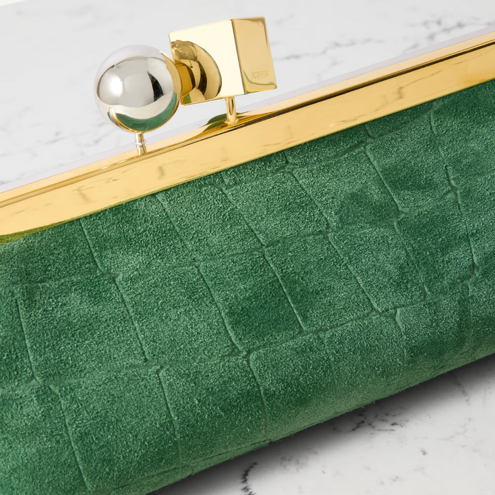 JACQUEMUS LE SALON CLUTCH AUS WILDLEDER MIT KROKO-EFFEKT