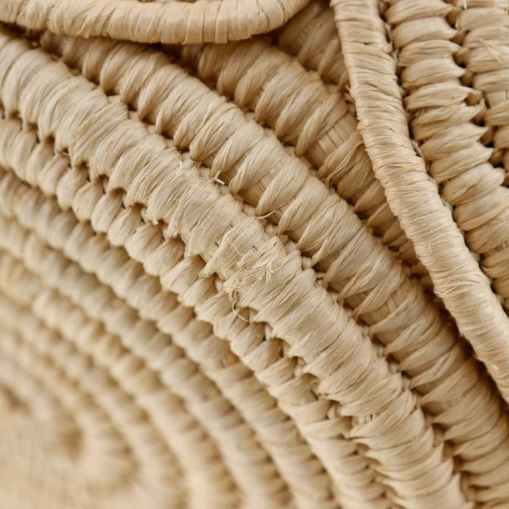 CELINE KLASSISCHER PANIER-KORB IN KLEIN MIT GEFLOCHTENEM TRIOMPHE AUS RAFFIA UND KALBSLEDER